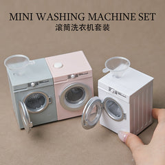 1:12 Toy Miniature Washing Machine Home Appliance Model Dollhouse Prop Rechargeable Version That Can Rotate and Wash