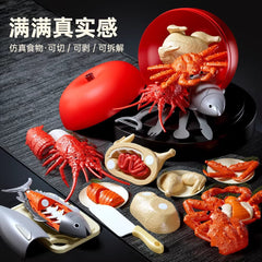 Children's Pretend Play Fruit, Vegetable, and Seafood Toys, Peelable and Chewable, Realistic Kitchen Playset, Birthday Gift