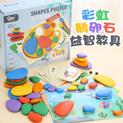 Cross-border children's educational toys, desktop interactive logic thinking rainbow pebble stacking and painting toys
