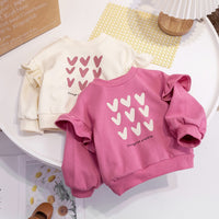 Girls' 2026 Spring New Tops, Cute Baby Girl Casual Pullovers, Kidsren's Heart-Shaped Round Neck Spring & Fall Sweatshirts