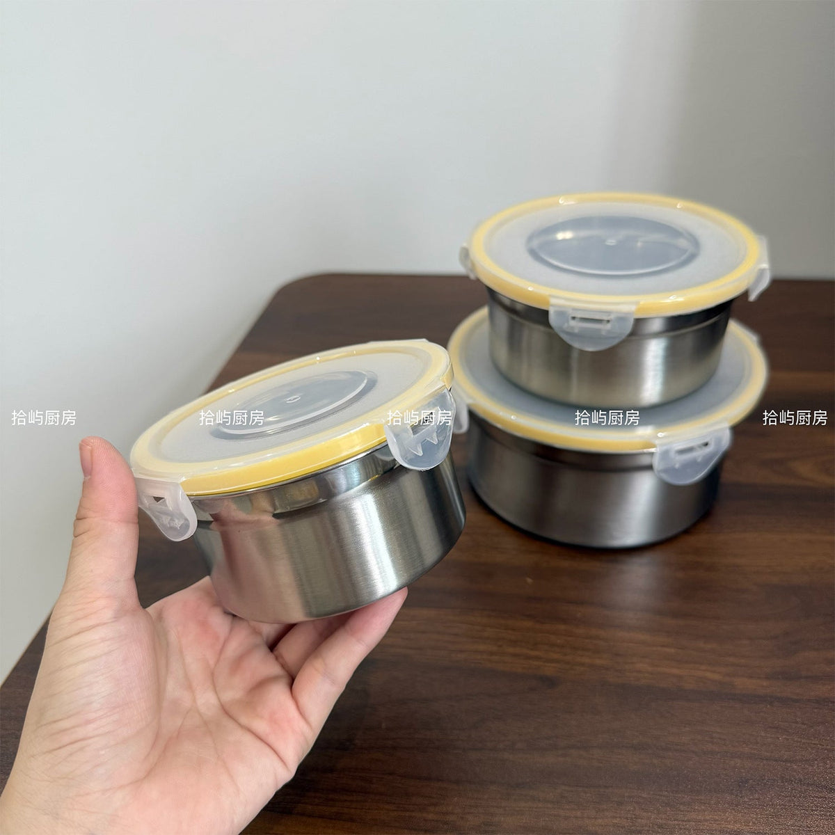 304 Stainless Steel Round Food Container, Food-Grade Airtight Storage Box for Refrigerator, Fruit and Lunch Box
