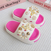 Eva Kidsren's Slippers Summer Outer Wear Pearl Gold Butterfly Sandals Girls Baby Beach Slippers
