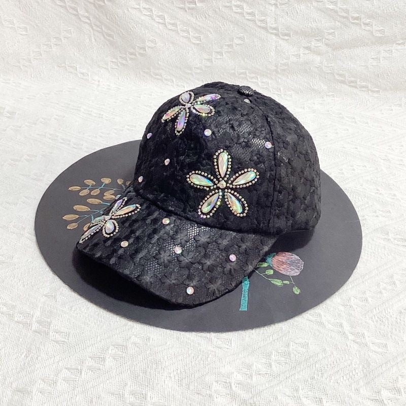 Cross-border Hat Women's New Sunscreen Sun Hat Trendy Baseball Cap Spring and Summer Fashion Sun Rhinestone Cap in stock