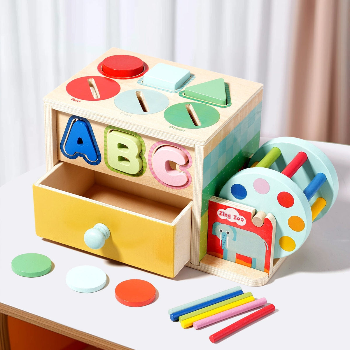 Montessori Early Education Teaching Aids, Kidsren's Educational Toys, Kindergarten Shape and Color Classification Matching Coin Box Gifts