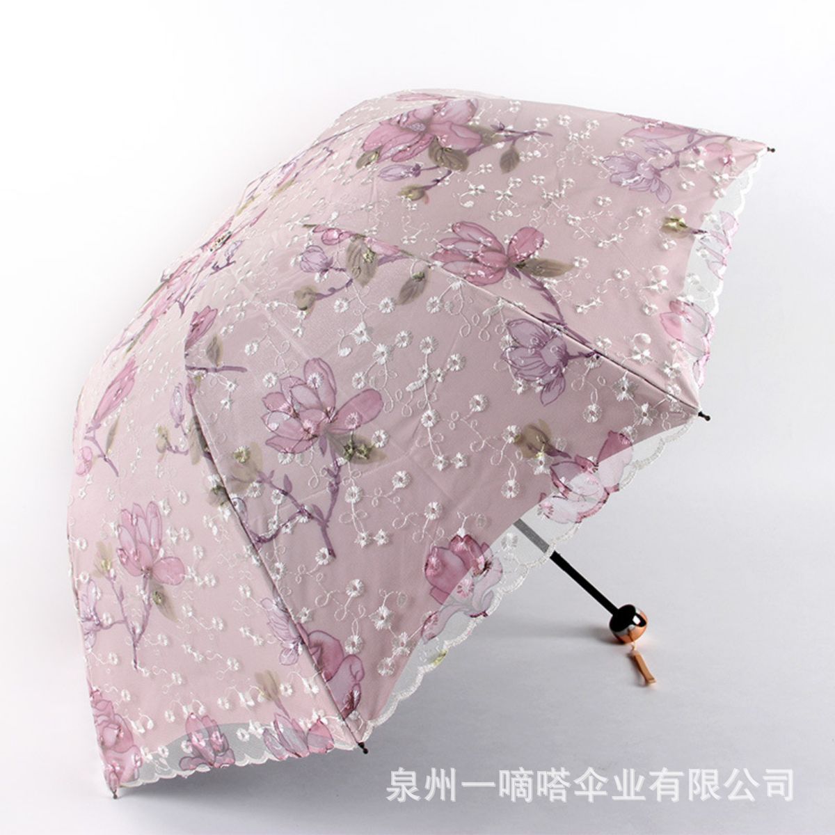 TEMU cross-border for manufacturers folding vintage embroidered lace double vinyl three-fold umbrella wedding umbrella