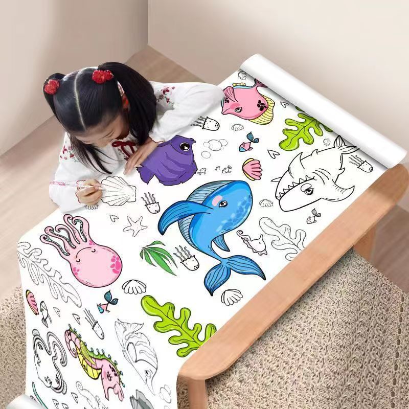 Super Long Children's Graffiti Scroll Color Filling Painting Big Paper Kindergarten Baby's Painted Cloth Painting Book