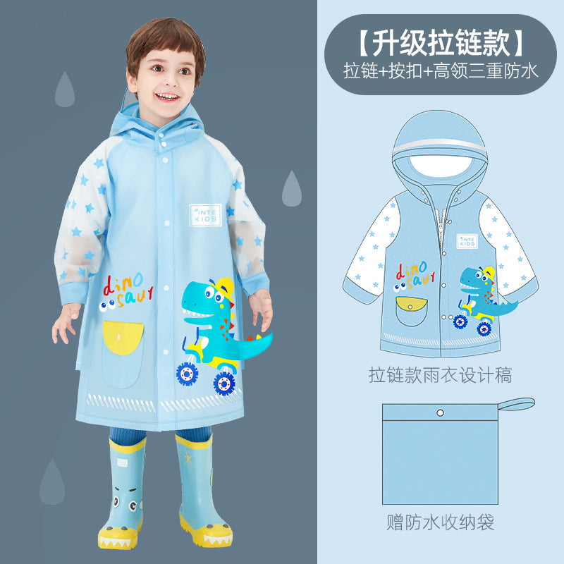 Children's Raincoat Cartoon Style for Girls and Boys, New Model for Kindergarten and Primary School Students, Special Backpack-Compatible Rain Poncho Wholesale