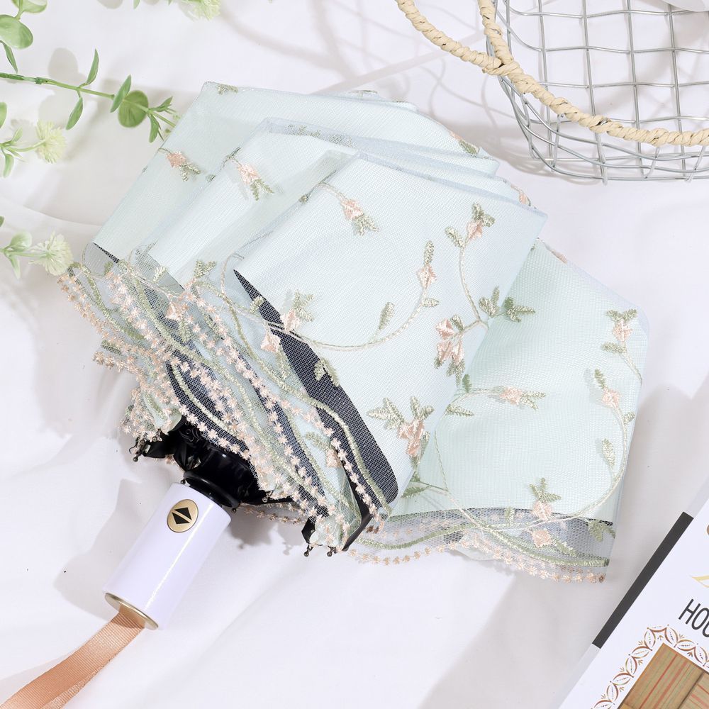 Double Lace Embroidered Sun Umbrella Women's Sun Protection UV Protection Princess Umbrella Vintage Sunshade Sunny Umbrella Folding Dual-purpose Umbrella