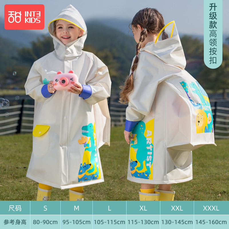 Children's Raincoat Cartoon Style for Girls and Boys, New Model for Kindergarten and Primary School Students, Special Backpack-Compatible Rain Poncho Wholesale