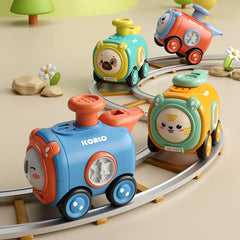 New Inertia Toy Car Pressing Face-changing Whistle Train Fall-resistant Cartoon Car Boy Parent-Child Interaction