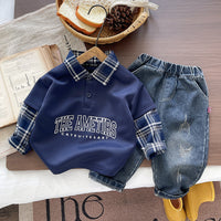 Boys' Autumn Clothing 2026 New Style 0-5 Years Old Baby Spring and Autumn Plaid Shirt Two-Piece Set Infant Children's Wear