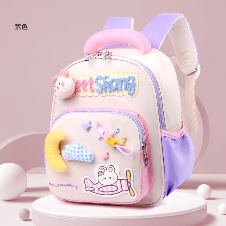 New Kindergarten School Bag Girls' Kindergarten Small Class Middle Class Large Class Cartoon Lightweight Soft Travel Children's Male Backpack