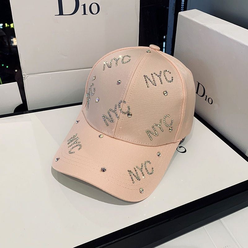 Cross-border Hat Women's New Sunscreen Sun Hat Trendy Baseball Cap Spring and Summer Fashion Sun Rhinestone Cap in stock