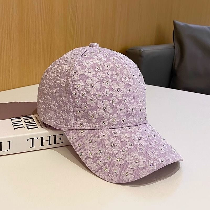Cross-border Hat Women's New Sunscreen Sun Hat Trendy Baseball Cap Spring and Summer Fashion Sun Rhinestone Cap in stock
