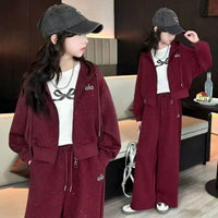 Girls' Spring Outfit Set 2026 New Stylish Jacket for Older Girls, Spring and Autumn Casual Fashionable Two-Piece Set for Girls