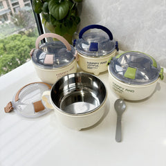 304 food grade stainless steel lunch box household rice bowl with lid soup bowl large capacity student portable instant noodle bowl wholesale