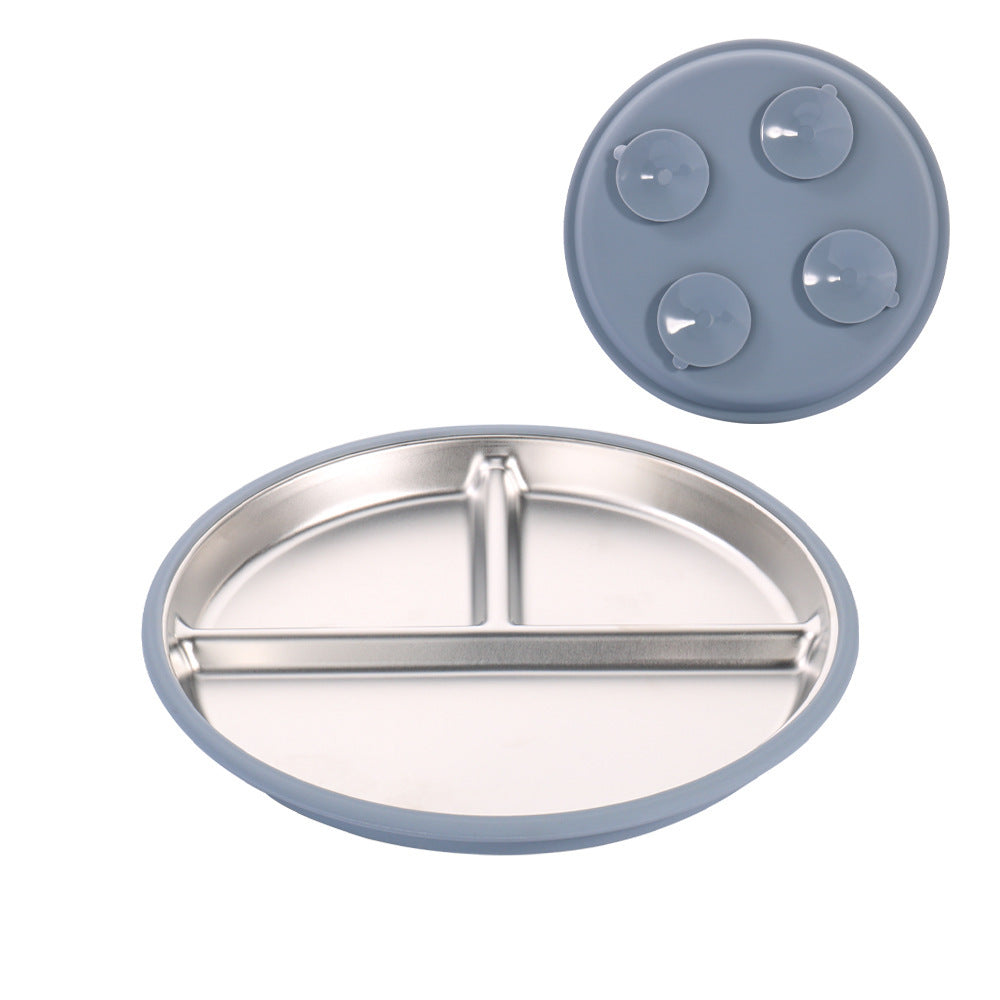 Factory New Product Baby Silicone Stainless Steel Tableware Set Creative Product 304 Stainless Steel Kidsren's Silicone Tableware Bowl