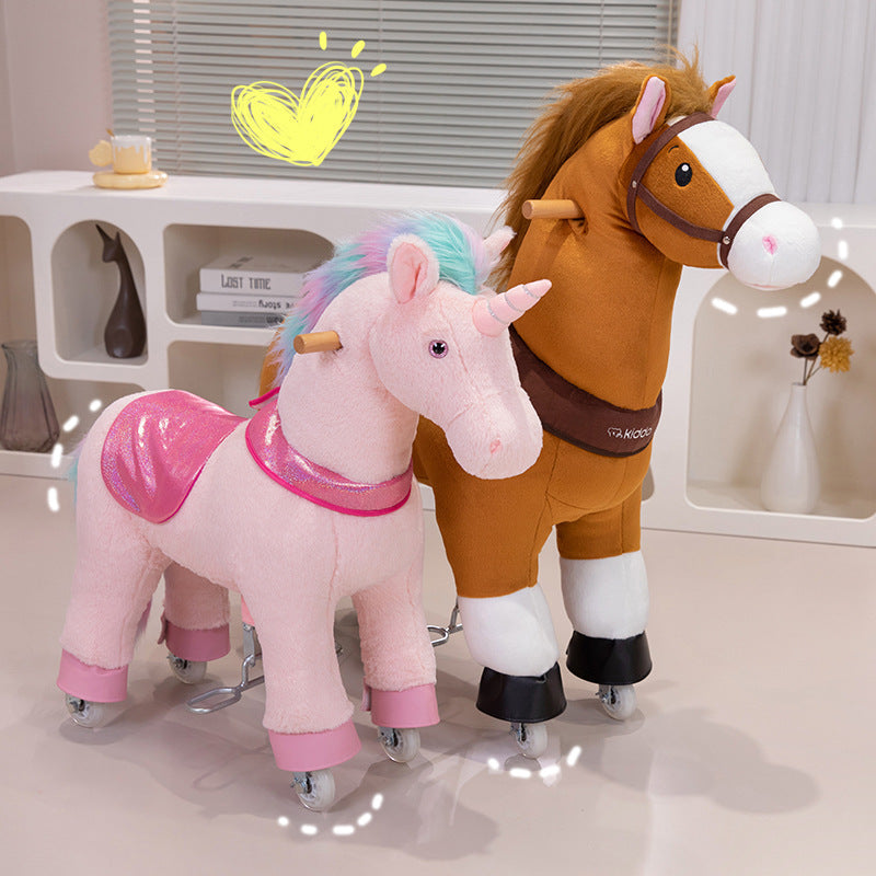 Zhuge Wooden Horse Trampoline Jumping Horse Ride-On Toy for Children, Large Size, Adult-Friendly, Multicolor Options, Birthday Gift for Baby