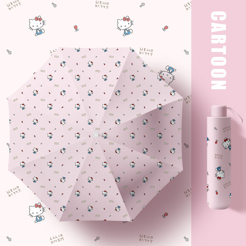 Authentic Sanrio Automatic Umbrella Cute Kt Cat 50% off Sunny or Rainy Dual-Use Sunshade Hellokitty Set