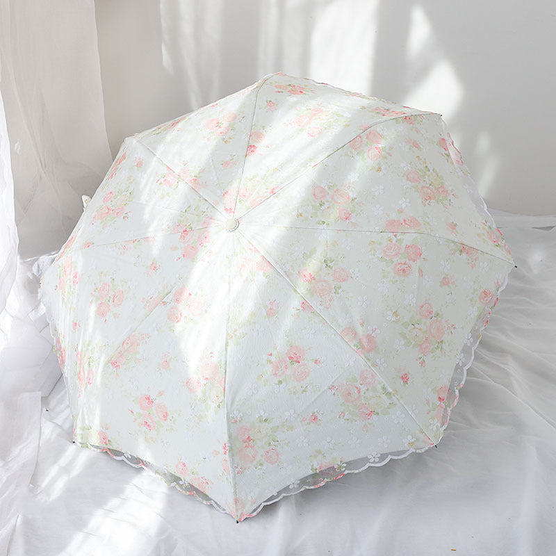 Lace Sun Umbrella Double-Layer Anti-Uv Mesh Embroider Women's Vinyl Sunshade Rain or Shine 70% off Umbrella Korea