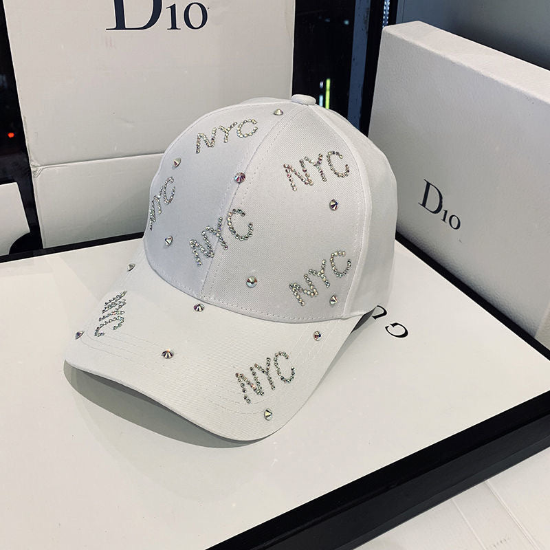 Cross-border Hat Women's New Sunscreen Sun Hat Trendy Baseball Cap Spring and Summer Fashion Sun Rhinestone Cap in stock