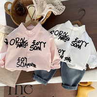 2026 New Boys' Outfit Spring and Autumn Style Children's Fashionable Baby Autumn Letter Shirt Casual Two-Piece Set Trendy