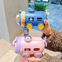 Children's water cup summer cartoon car baby bus straw cup boy kindergarten school special kettle