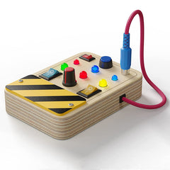 Cross-border Montessori LED electronic wooden busy board children's educational switch button cognitive toy set
