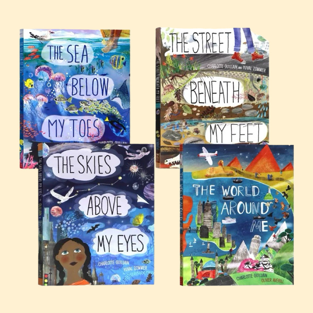 Original Imported English Edition: Up, Down, and Beyond—Adventure Journey Fold-Out Book Set (4 Books) with Extra-Large, Super-Long Pull-Out Pages