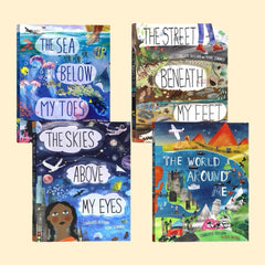 Original Imported English Edition: Up, Down, and Beyond—Adventure Journey Fold-Out Book Set (4 Books) with Extra-Large, Super-Long Pull-Out Pages
