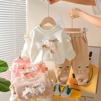 2025 Girl's Bow Sweat Spring New Women's Baoyang Korean Style Top Children's Baby Princess Long Sleeve