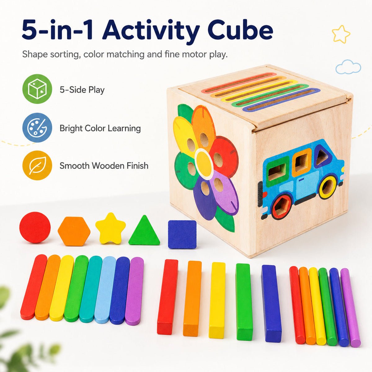 Kindergarten Enlightenment Teaching Aids Shape Matching Cognitive Classification Box Wooden Early Education 0-3 Years Old Baby Children's Toys