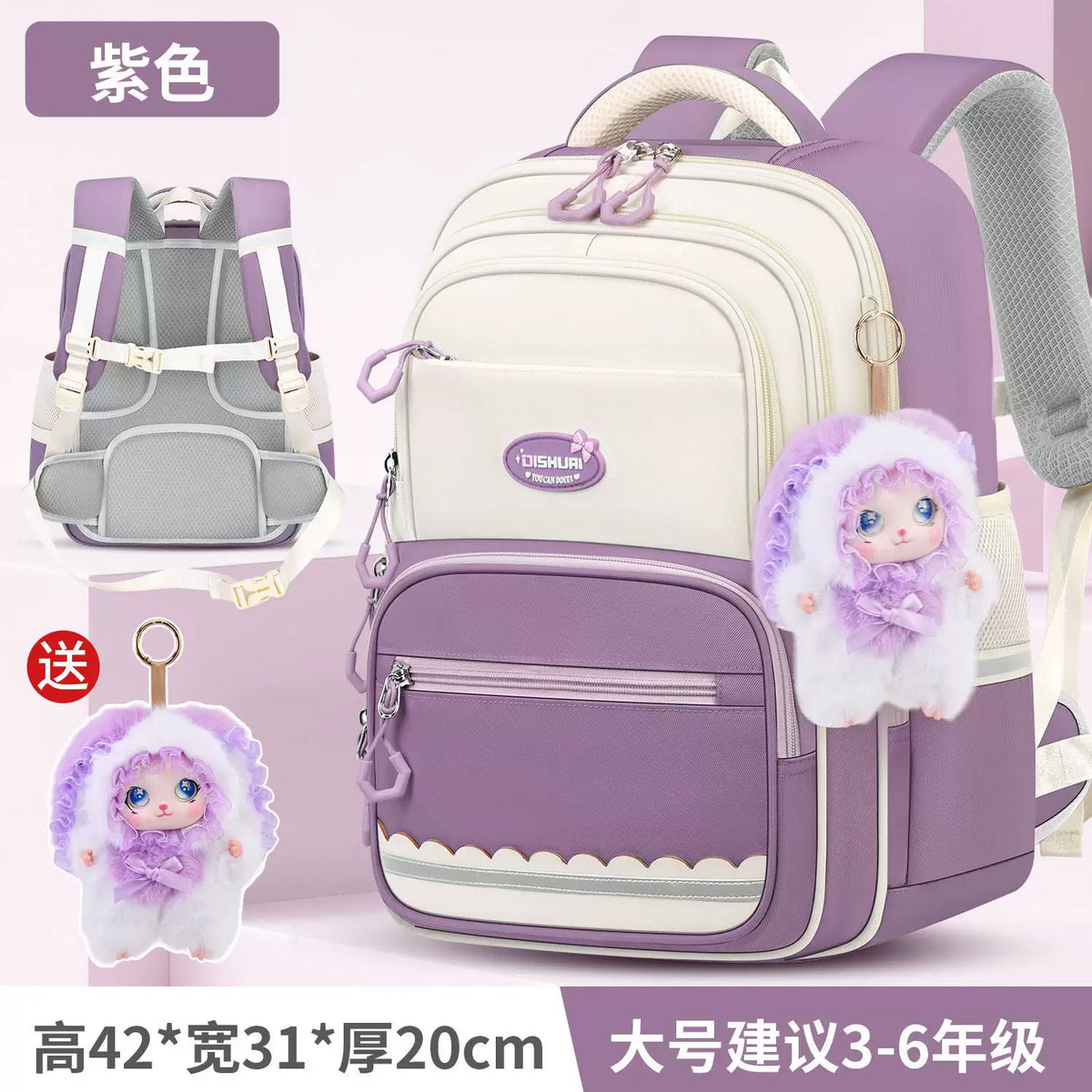 Loli Rabbit Schoolbag for Primary School Girls 2026 New Model for Grades 1, 2, 3 to 6, Lightweight Spine-Protecting and Burden-Reducing for Girls