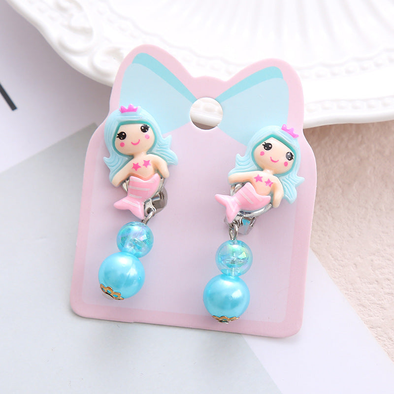 Children's Ear Stud Ear Clip No Ear Holes Girl's Artificial Drill Cute Pearl Diy Tassel Ear Clip Long Student Jewelry