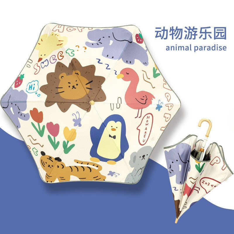 Safety anti-rebound children's umbrella Boys and Girls Primary School students special astronaut rain and rain dual-use automatic umbrella