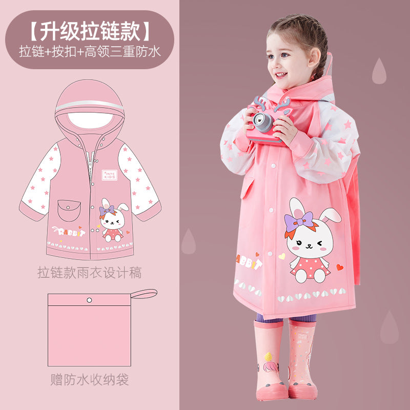 Children's Raincoat Cartoon Style for Girls and Boys, New Model for Kindergarten and Primary School Students, Special Backpack-Compatible Rain Poncho Wholesale