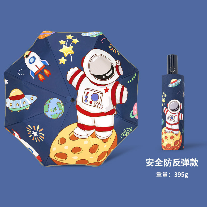 Safety anti-rebound children's umbrella Boys and Girls Primary School students special astronaut rain and rain dual-use automatic umbrella