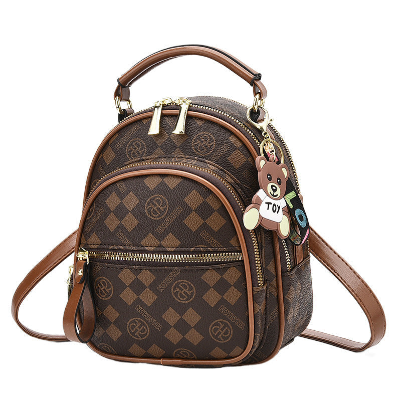 BAGGIRL  New Trendy Printed Mini Backpack, Super Popular “Net Red” Style, Crossbody Shoulder Bag & Convertible Backpack, Women’s Two-Way Bag