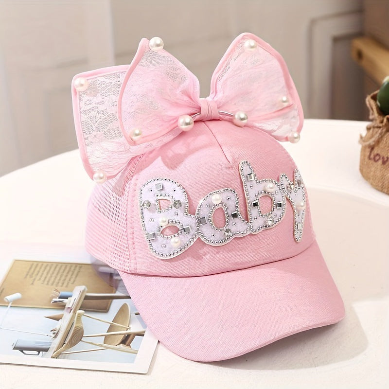 Hat Baby Baseball Cap Breathable Mesh Sun Hat Sun Protection Bowknot Peaked Cap Summer Sun Protection Sun Hat