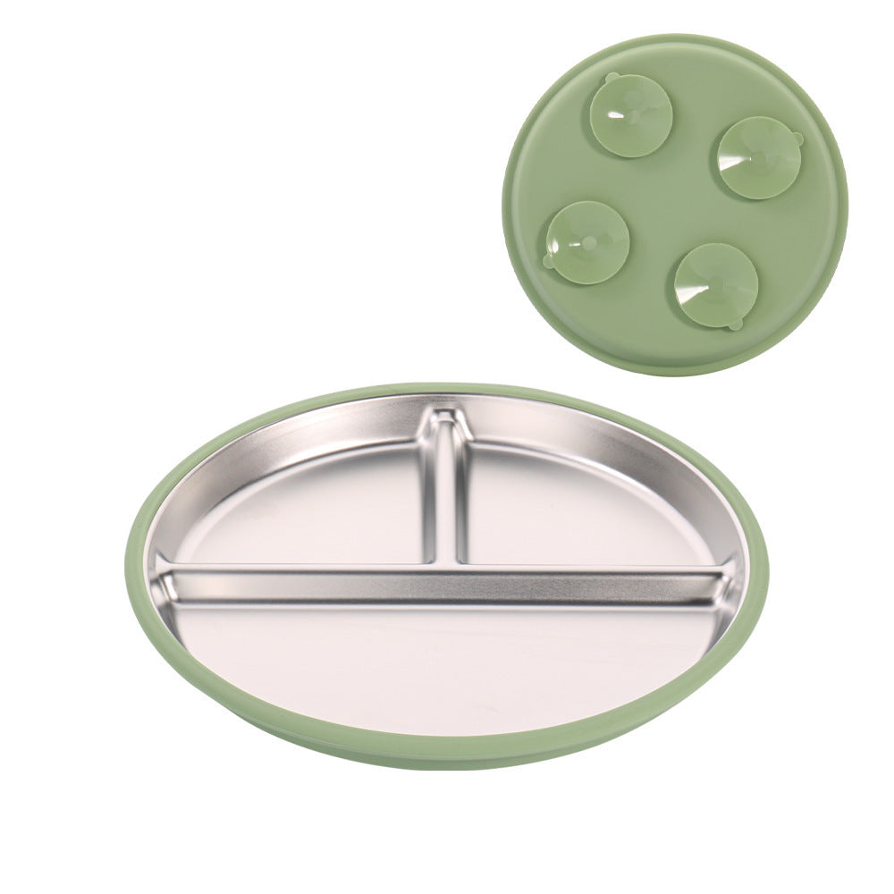 Factory New Product Baby Silicone Stainless Steel Tableware Set Creative Product 304 Stainless Steel Kidsren's Silicone Tableware Bowl