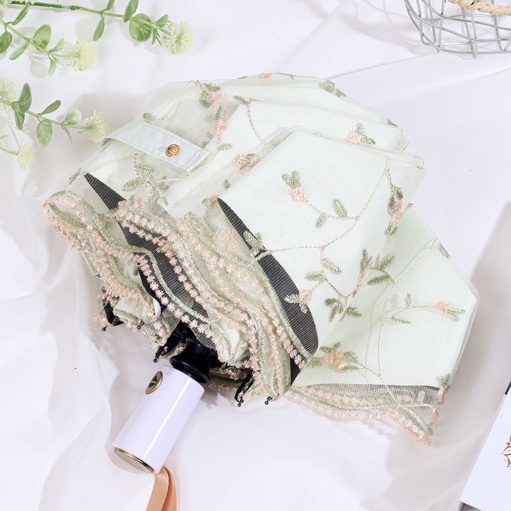 Double Lace Embroidered Sun Umbrella Women's Sun Protection UV Protection Princess Umbrella Vintage Sunshade Sunny Umbrella Folding Dual-purpose Umbrella