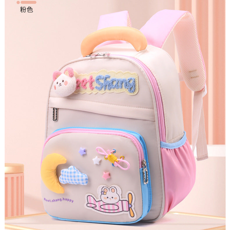 New Kindergarten School Bag Girls' Kindergarten Small Class Middle Class Large Class Cartoon Lightweight Soft Travel Children's Male Backpack