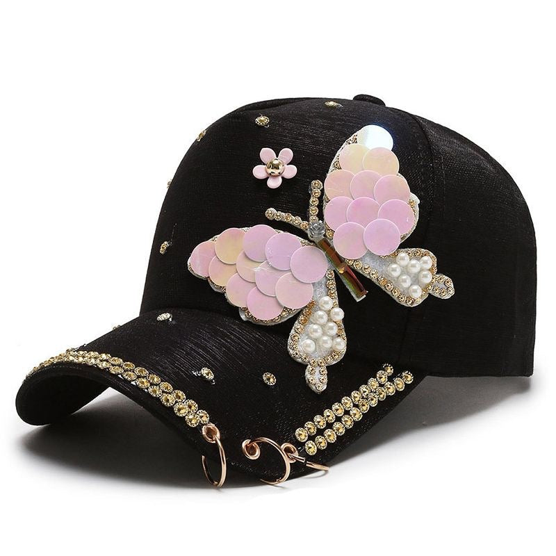 Cross-border Hat Women's New Sunscreen Sun Hat Trendy Baseball Cap Spring and Summer Fashion Sun Rhinestone Cap in stock