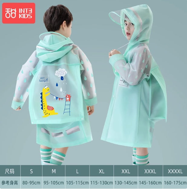 Children's Raincoat Cartoon Style for Girls and Boys, New Model for Kindergarten and Primary School Students, Special Backpack-Compatible Rain Poncho Wholesale