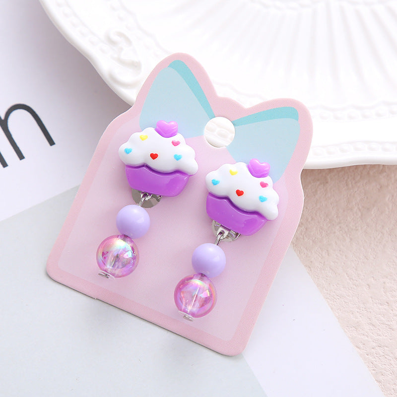 Children's Ear Stud Ear Clip No Ear Holes Girl's Artificial Drill Cute Pearl Diy Tassel Ear Clip Long Student Jewelry