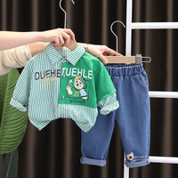 Children's clothing 2023 new spring Korean style spring bear shirt two-piece casual pants children's suit wholesale