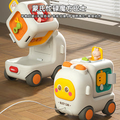 New Baby Early Education Busy Cube Bus Car Six-In-One Multi-Sided Detachable Hand-Eye Training Educational Toy