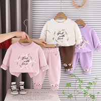 Baby Girl Sweatshirt Set, Spring and Autumn Children's Sportswear, 2026 New Stylish Little Girl Clothes Two-Piece Set