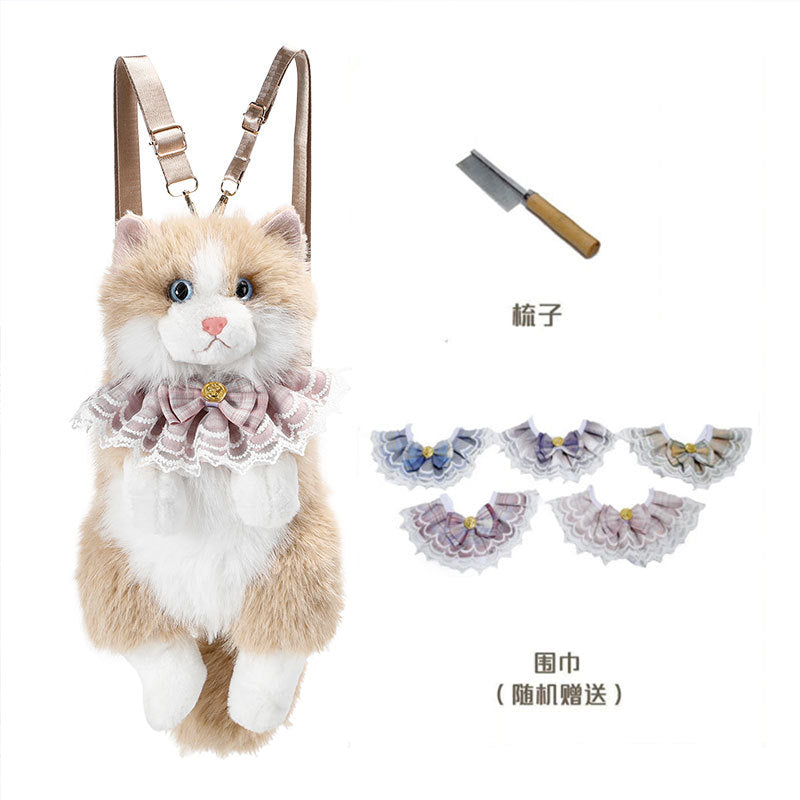 Cat Ragdoll Backpack Douyin Same Style Simulation Doll School Bag Cute Birthday Gift Doll Cat Backpack