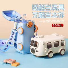 Children's Water Cup Summer Cartoon Car Baby Bus Straw Cup Female High-Looking Convenient Outdoor Bouncing Cup